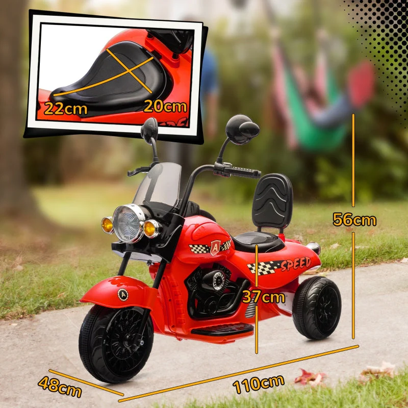 aiyaplay electric kids motorcycle, 3 wheels, 6v battery operated, red - Image 3