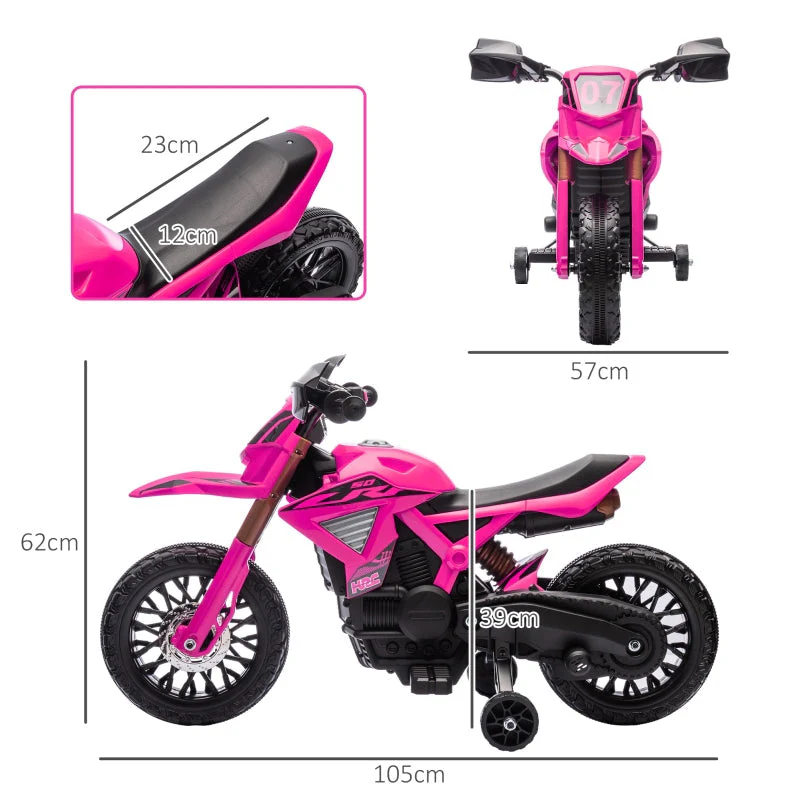 AIYAPLAY electric kids motorcycle with training wheels, horn, and starting sound, pink - Image 3