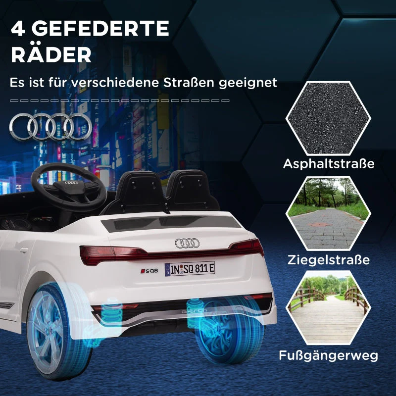 AIYAPLAY Electric Ride-On Car, 12V Audi Q8 with remote control, headlights, music, white - Image 8