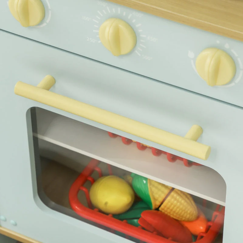 AIYAPLAY Play Kitchen Set with Microwave, Stove, Oven, Utensils, blue - Image 8