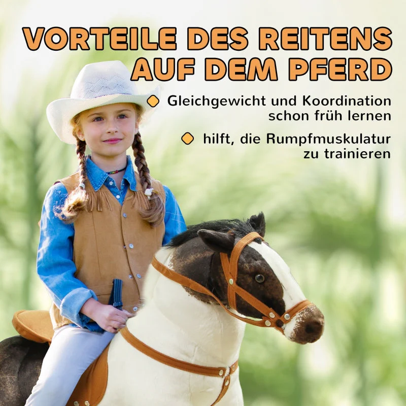 AIYAPLAY Riding Horse with Sound, 48 cm High Toy Horse for Children 3-8 Years, Metal, Brown + Cream White - Image 6