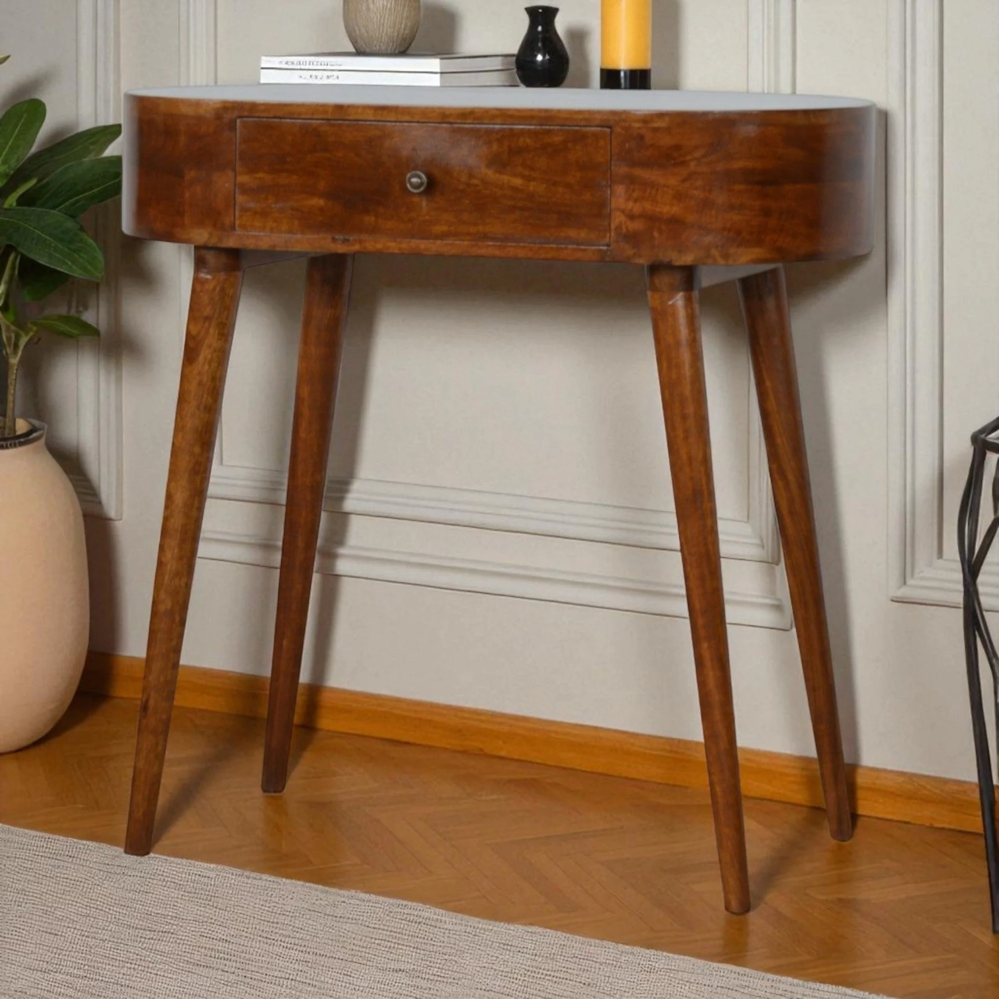 Albion Console, 1 Drawer, Solid Wood Dark Brown