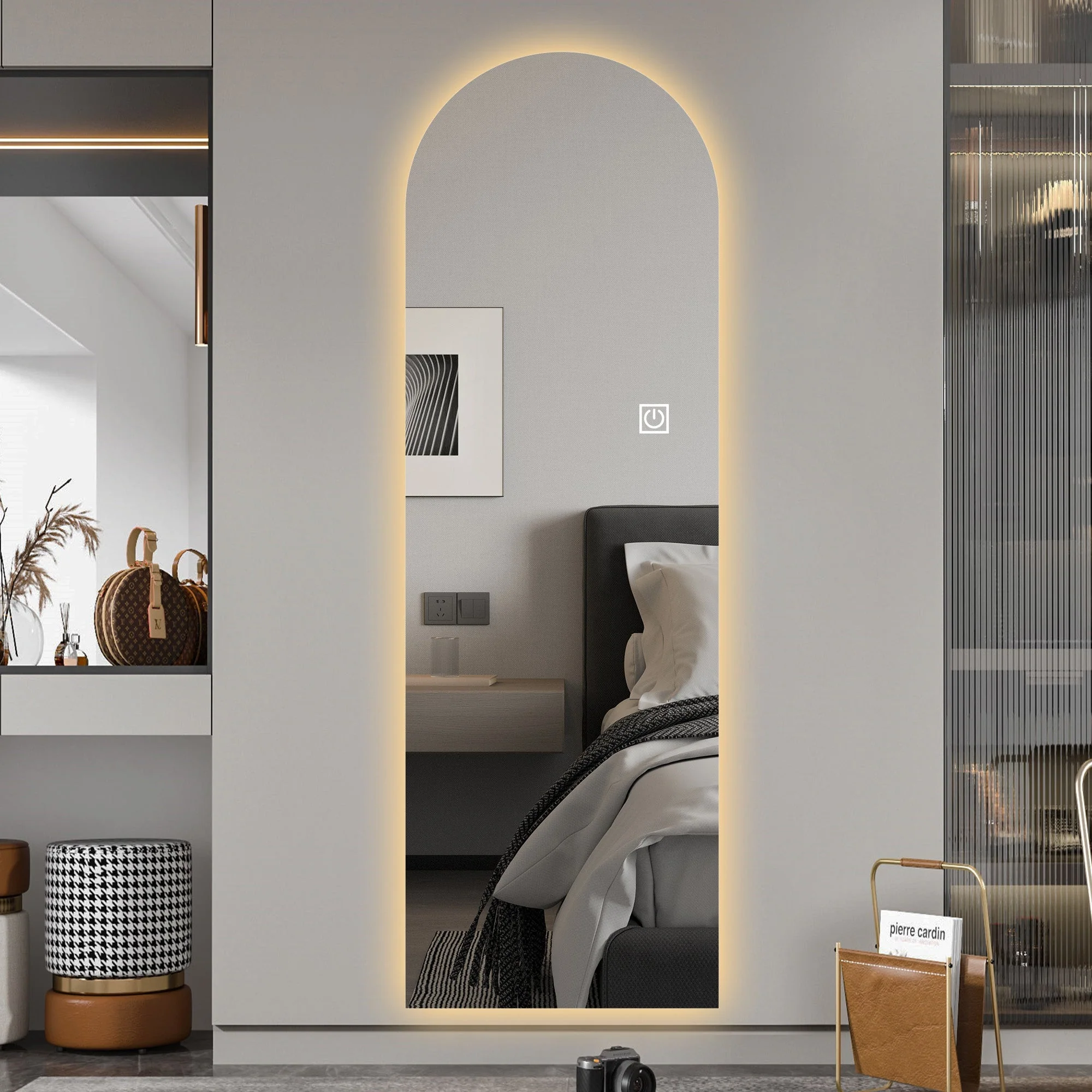 Arched LED Full-Length Mirror, Dimmable High-Resolution Explosion-Proof, Stand or Wall Mountable - Image 4