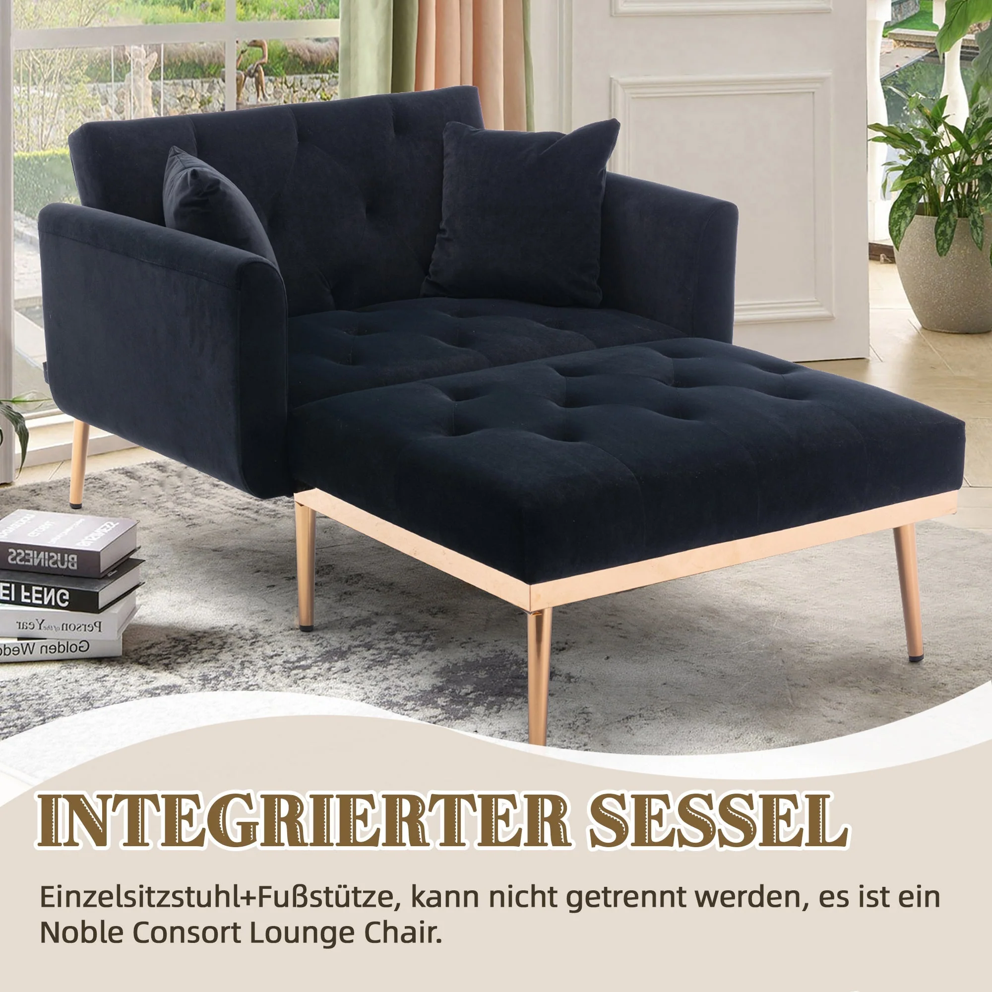 Armchair, Adjustable Backrest Folding Recliner, Ferrous - Image 6