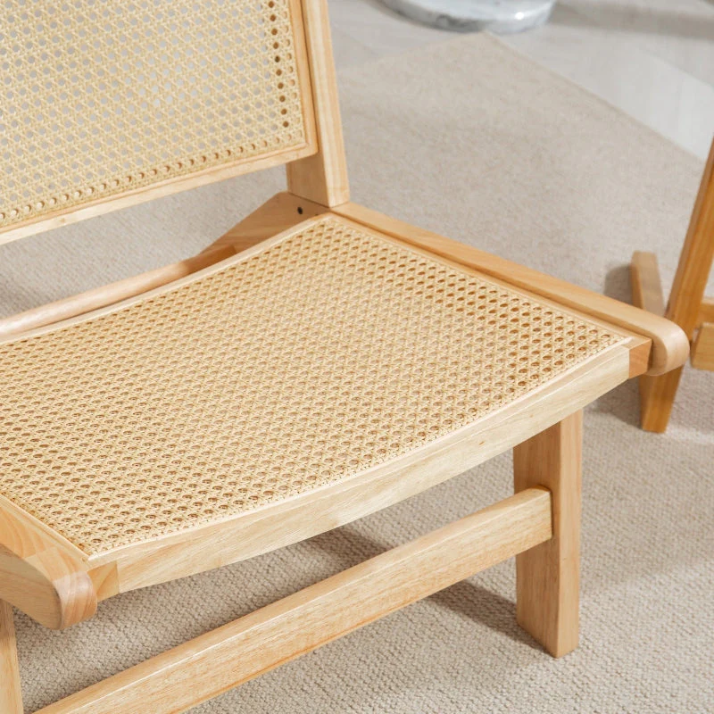 Armchair Rattan Back Recliner Reading Chair, Natural Wood - Image 7