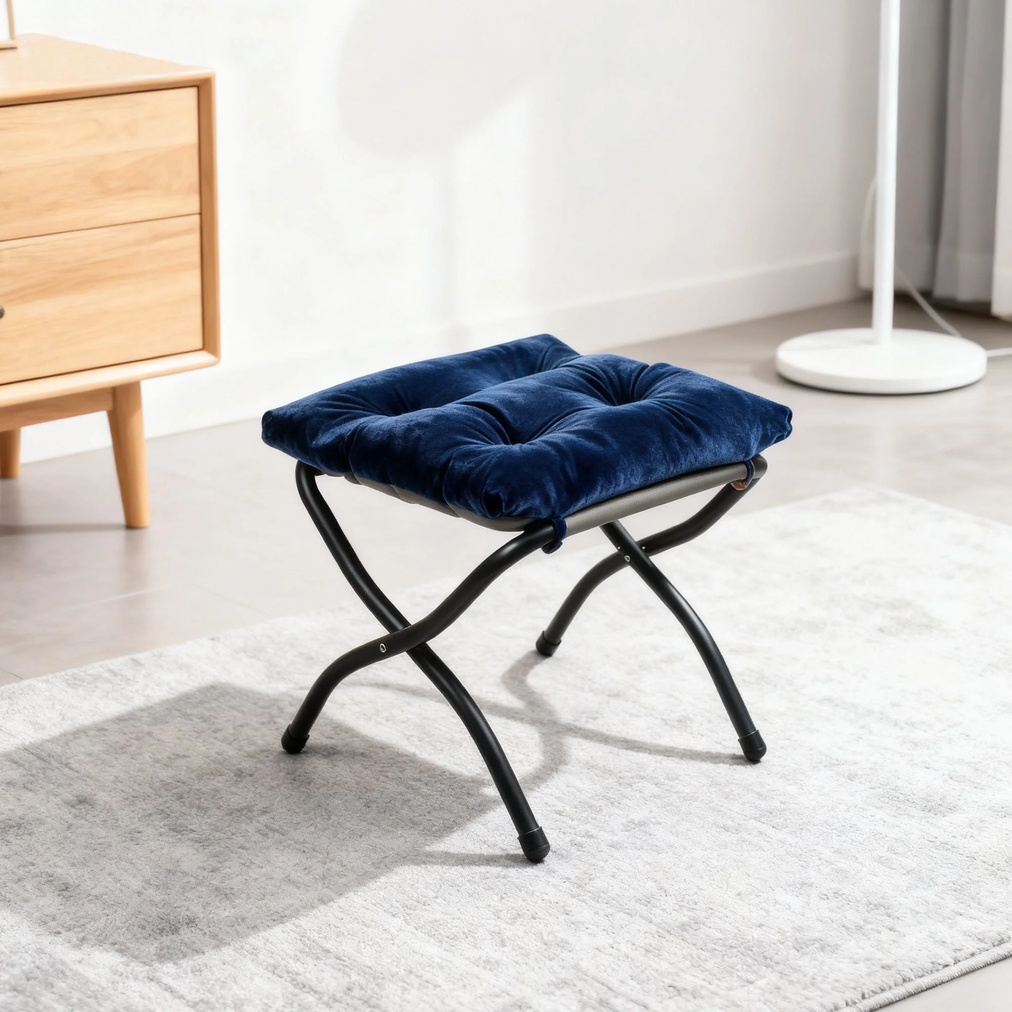 Armchair Recliner with Footstool Side Pocket - Dark Blue - Image 3