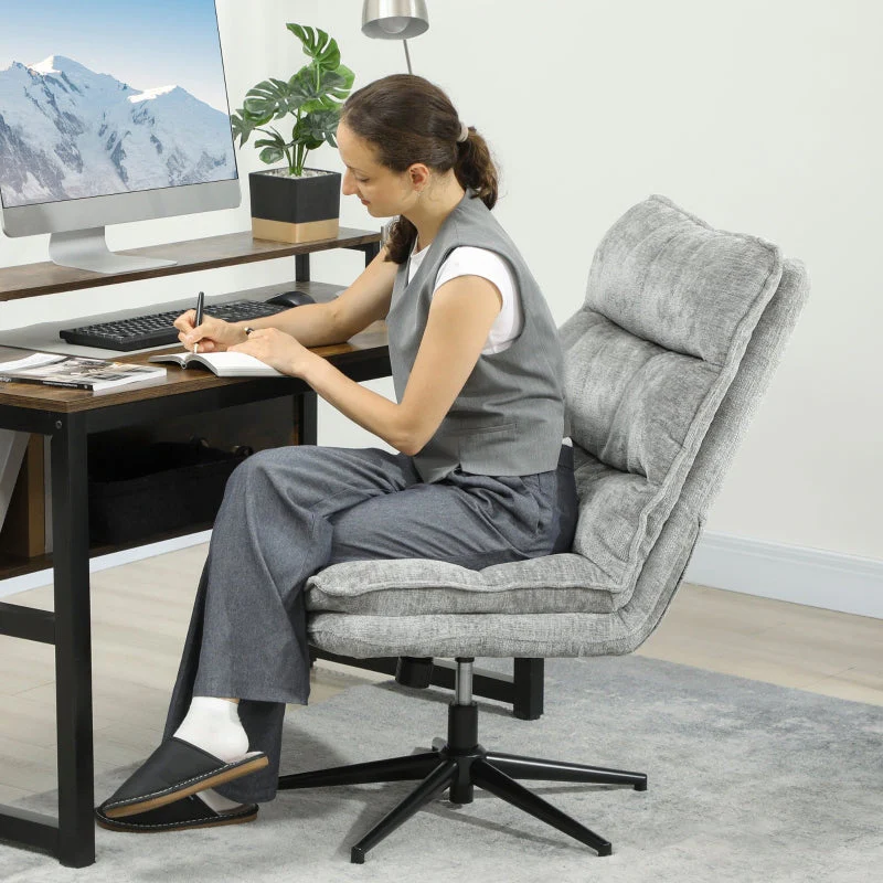 Armless Office Chair, Swivel Padded, Height Adjustable, Steel, Grey - Image 8