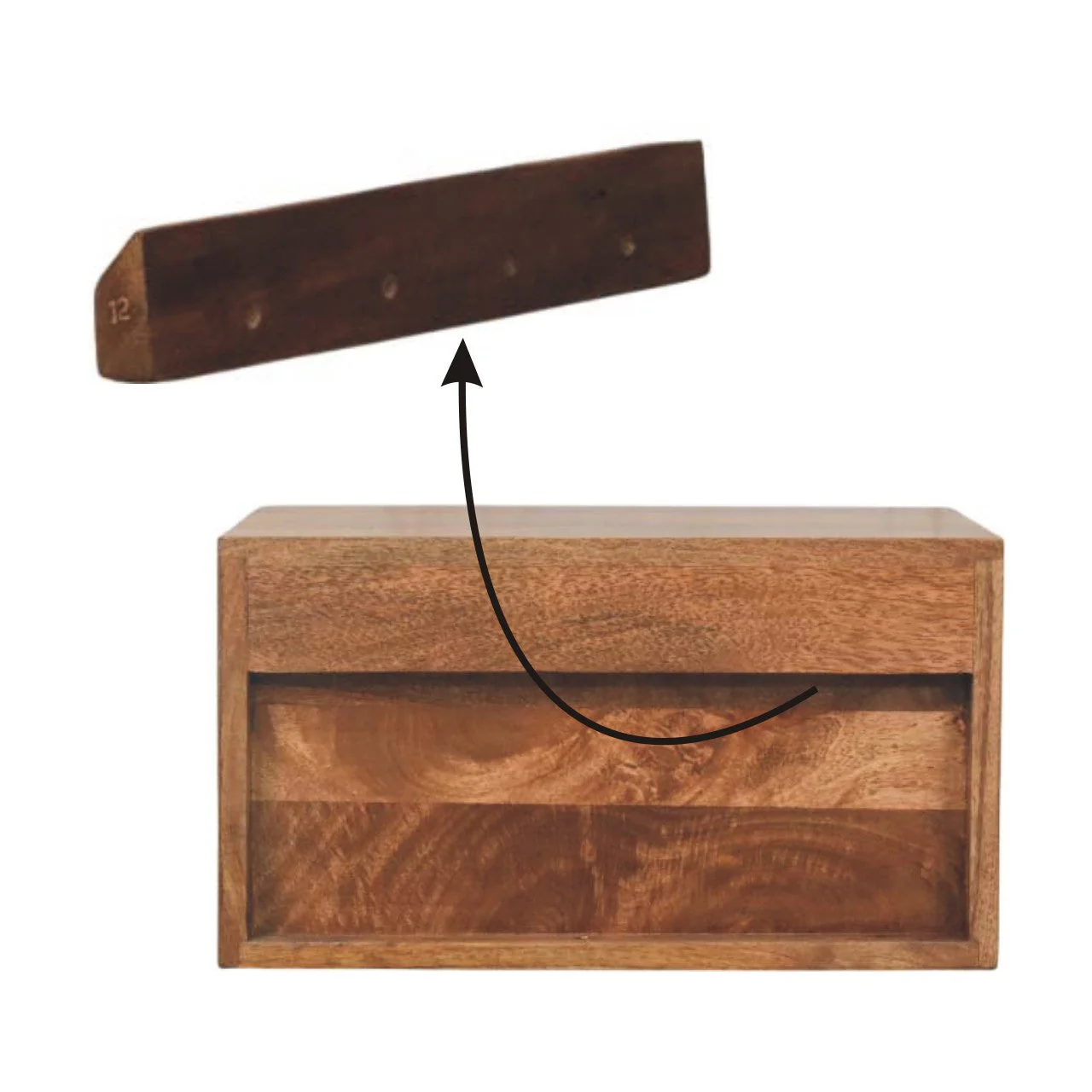 Arno Nightstand, Wall-Mounted, Golden Teak - Image 2