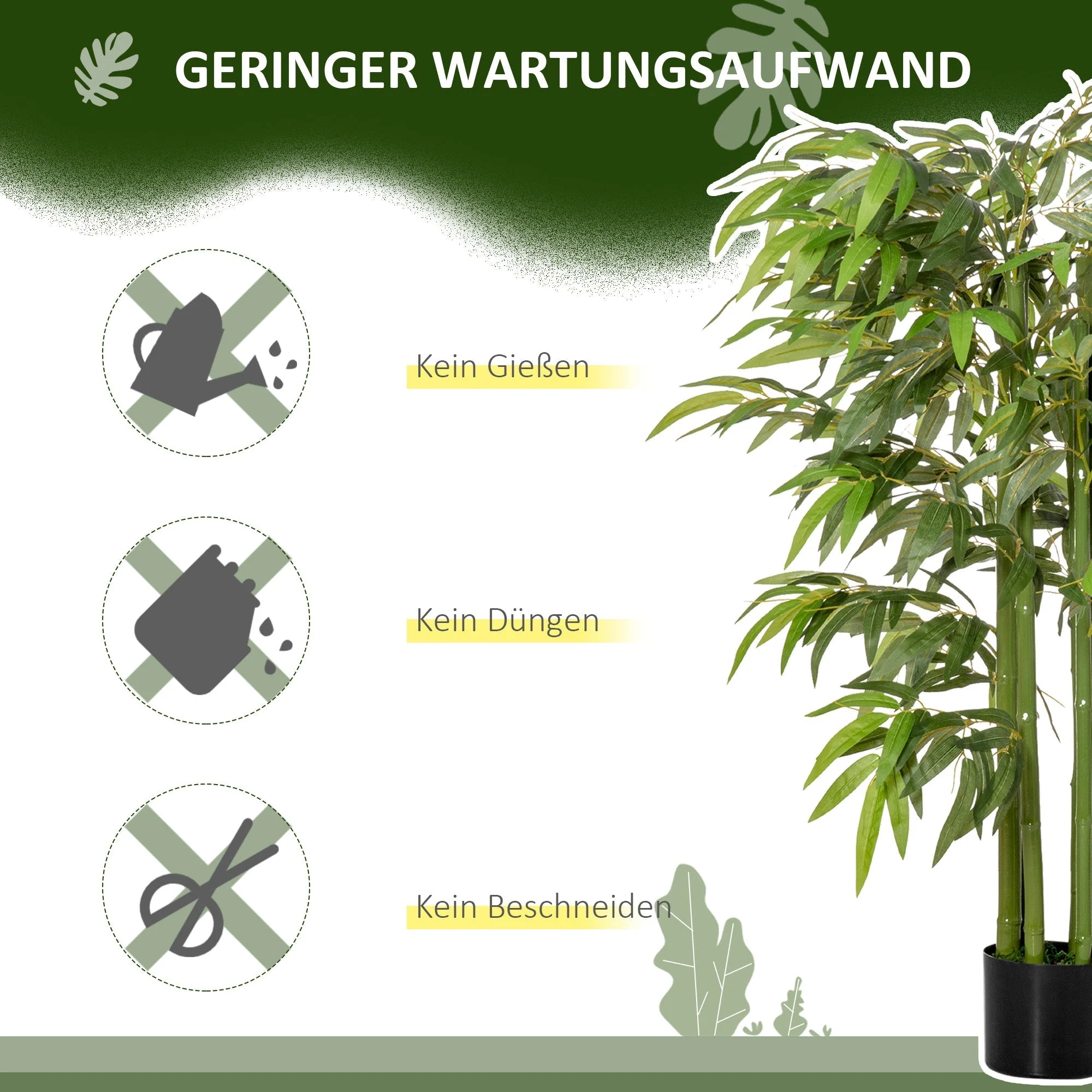 Artificial Bamboo Tree, 140 cm, 780 Leaves, Plastic - Image 6