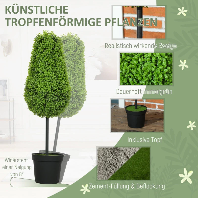 Artificial Boxwood Plants, Teardrop Shape 90cm, Plastic - Image 4