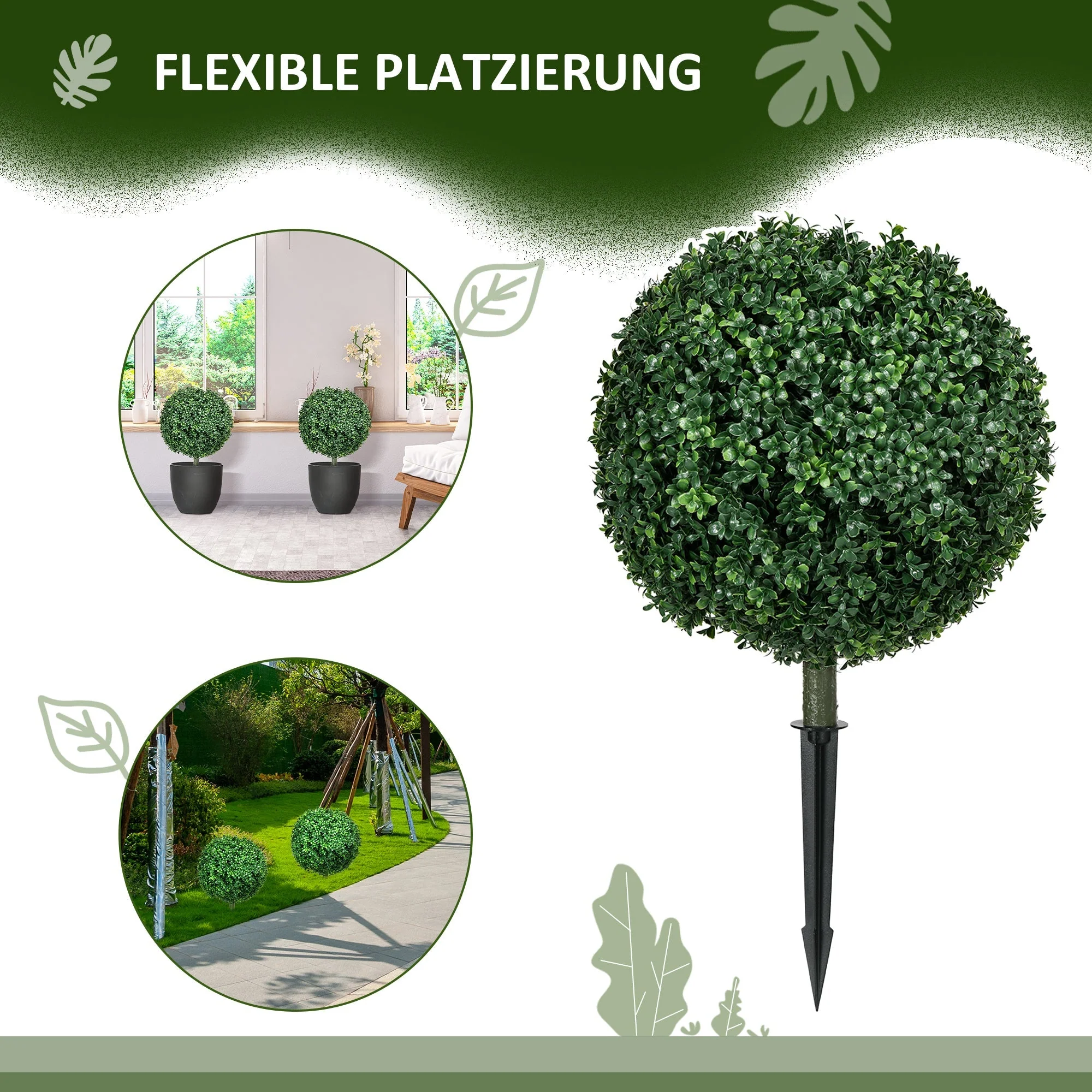 Artificial Boxwood Shrubs Set of 2 Large 70cm UV Protection - Realistic Green - Image 4