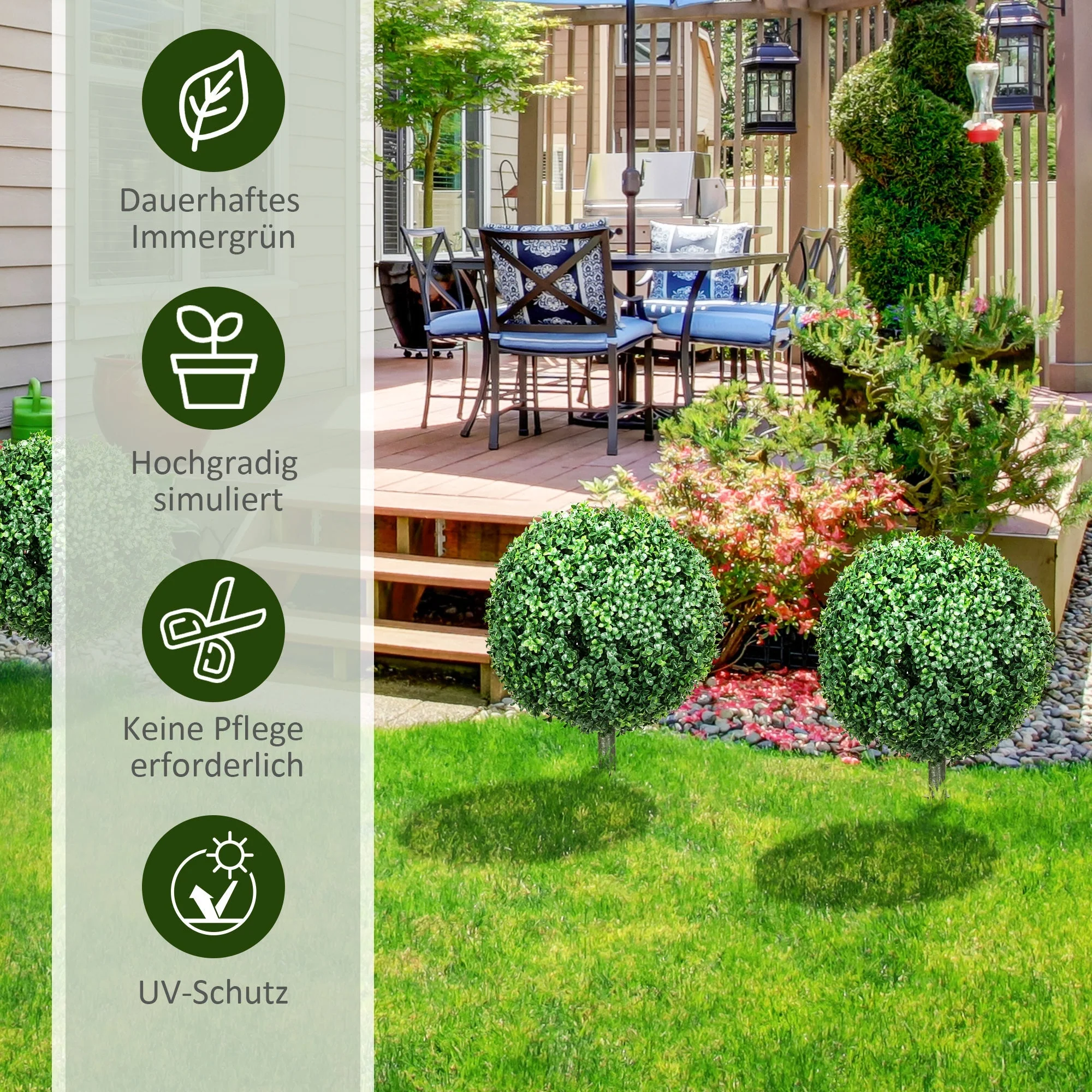 Artificial Boxwood Shrubs Set of 2 Large 70cm UV Protection - Realistic Green - Image 6