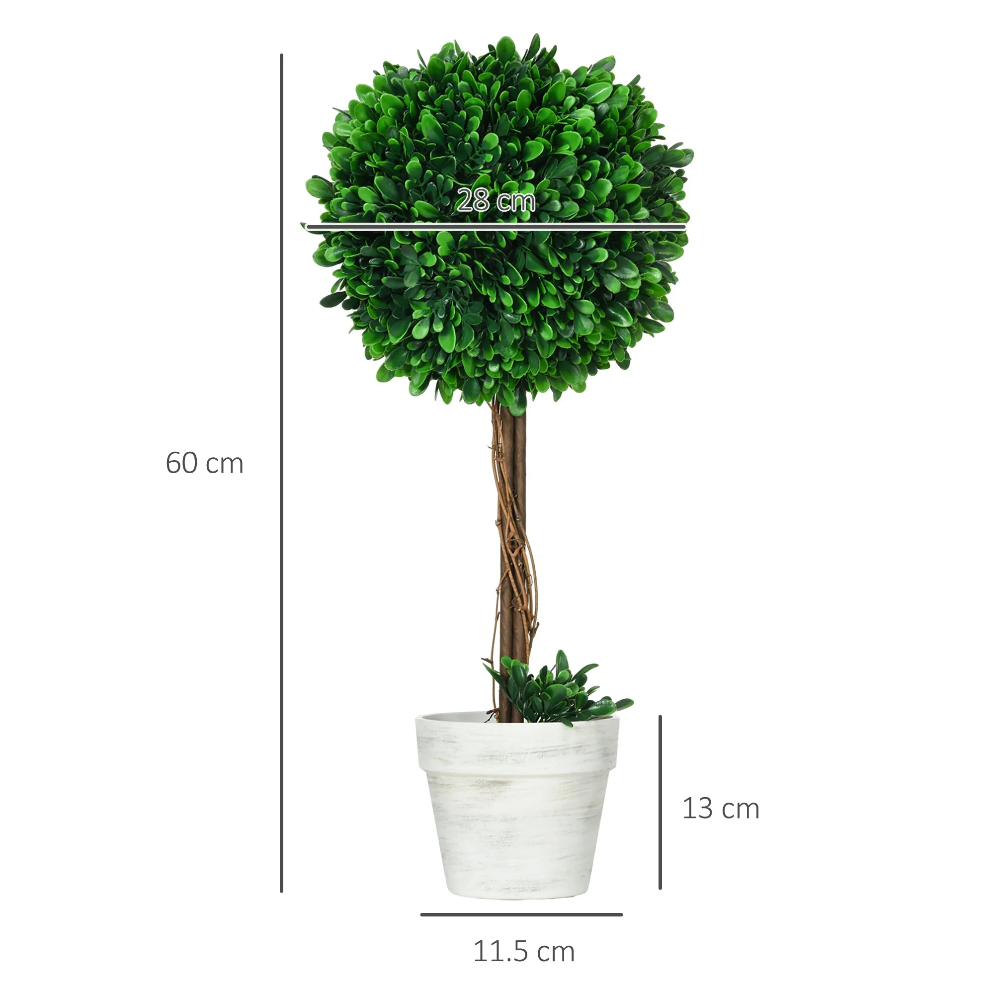 Artificial Boxwood Trees, Set of 2, 60cm, UV-resistant, Green - Image 3