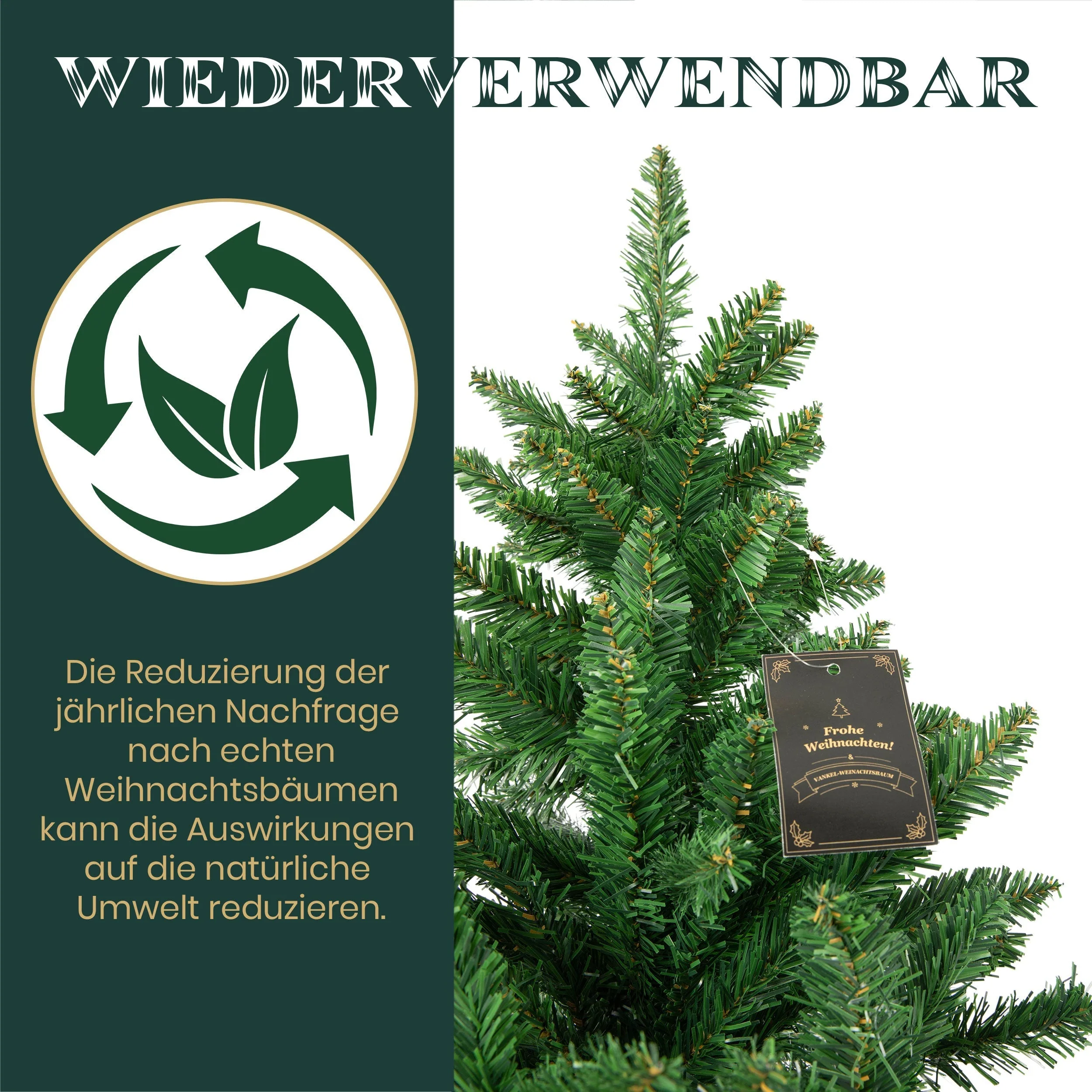 Artificial Christmas Tree 180cm, 1097 Tips, with Lights & Stand, PVC - Image 6