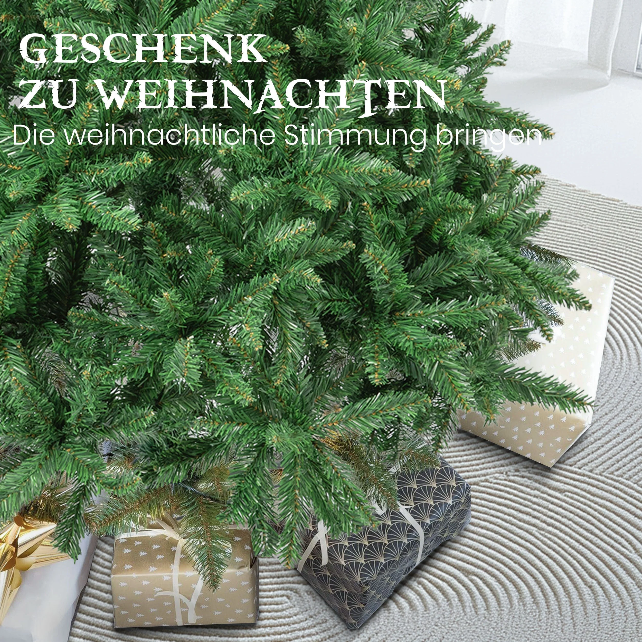Artificial Christmas Tree 180cm, 1097 Tips, with Lights & Stand, PVC - Image 8