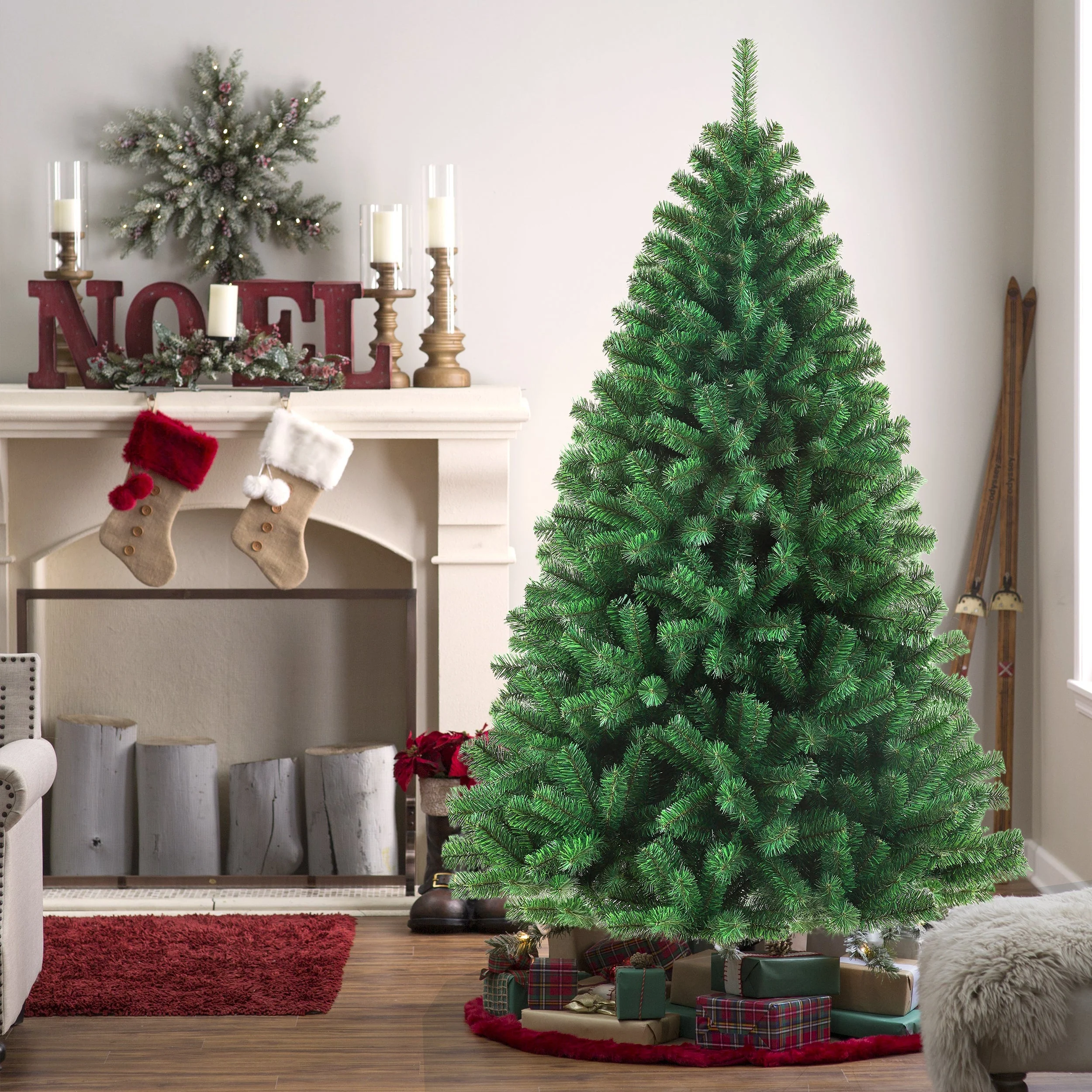 Artificial Christmas Tree 180cm 900 Branches Pre-Lit Stable Metal Base