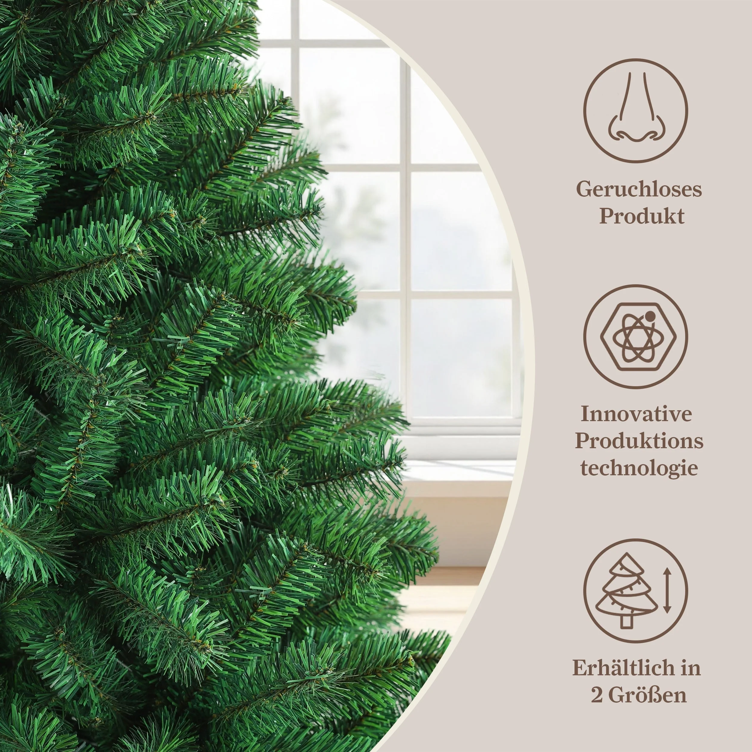 Artificial Christmas Tree 180cm 900 Branches Pre-Lit Stable Metal Base - Image 3