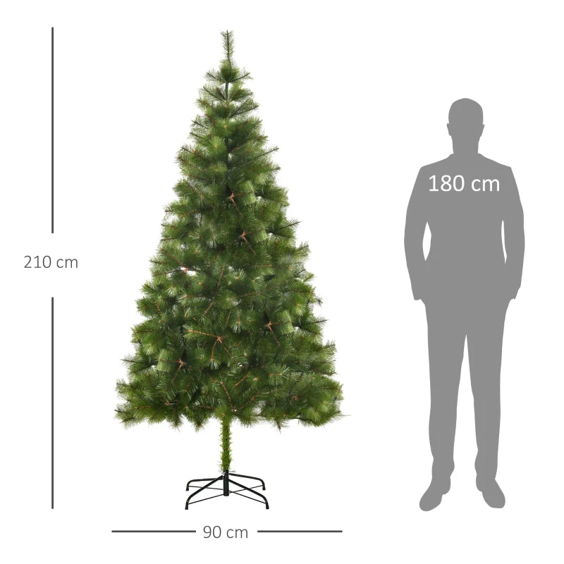 Artificial Christmas Tree, 210cm, 505 Tips, Metal Stand, Fir - Image 3