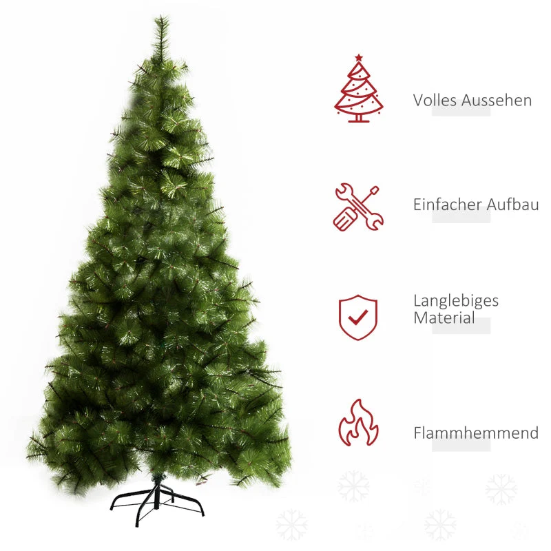 Artificial Christmas Tree, 210cm, 505 Tips, Metal Stand, Fir - Image 4