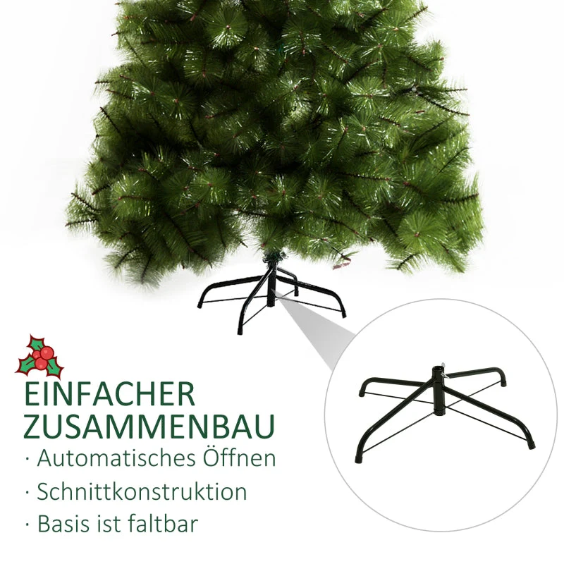 Artificial Christmas Tree, 210cm, 505 Tips, Metal Stand, Fir - Image 6