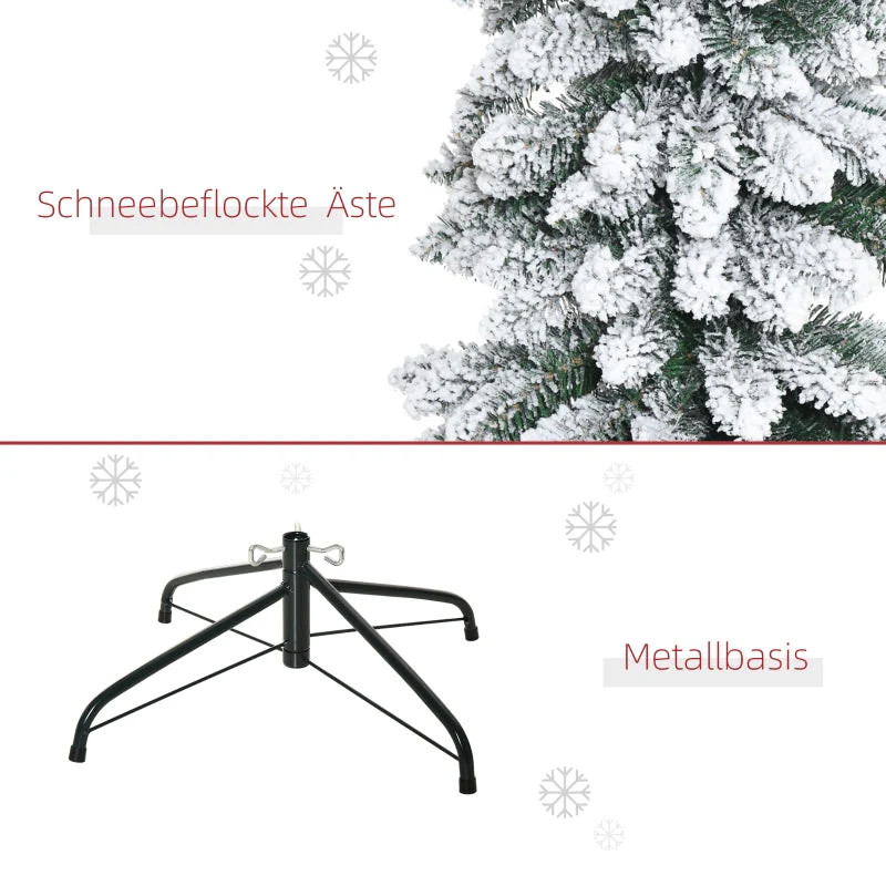 Artificial Christmas Tree, Slim Snow-Covered Fireproof, Green/White - Image 7
