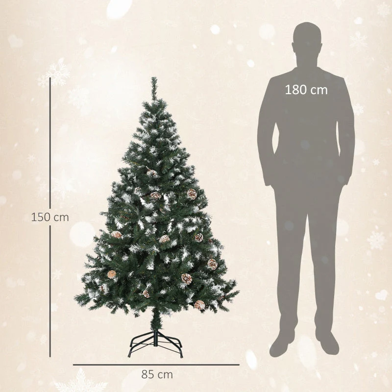 Artificial Christmas Tree, Snowy Tips, Fireproof, 150 cm - Image 3