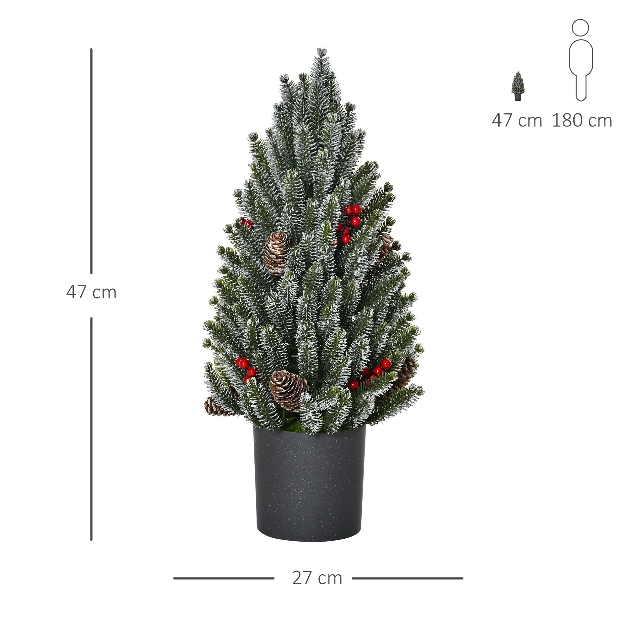 Artificial Christmas Tree Table 170 Branches Snowy Berries Pine Cones Plastic - Image 3