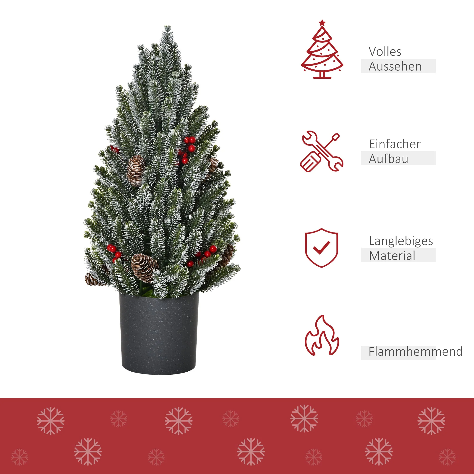 Artificial Christmas Tree Table 170 Branches Snowy Berries Pine Cones Plastic - Image 4