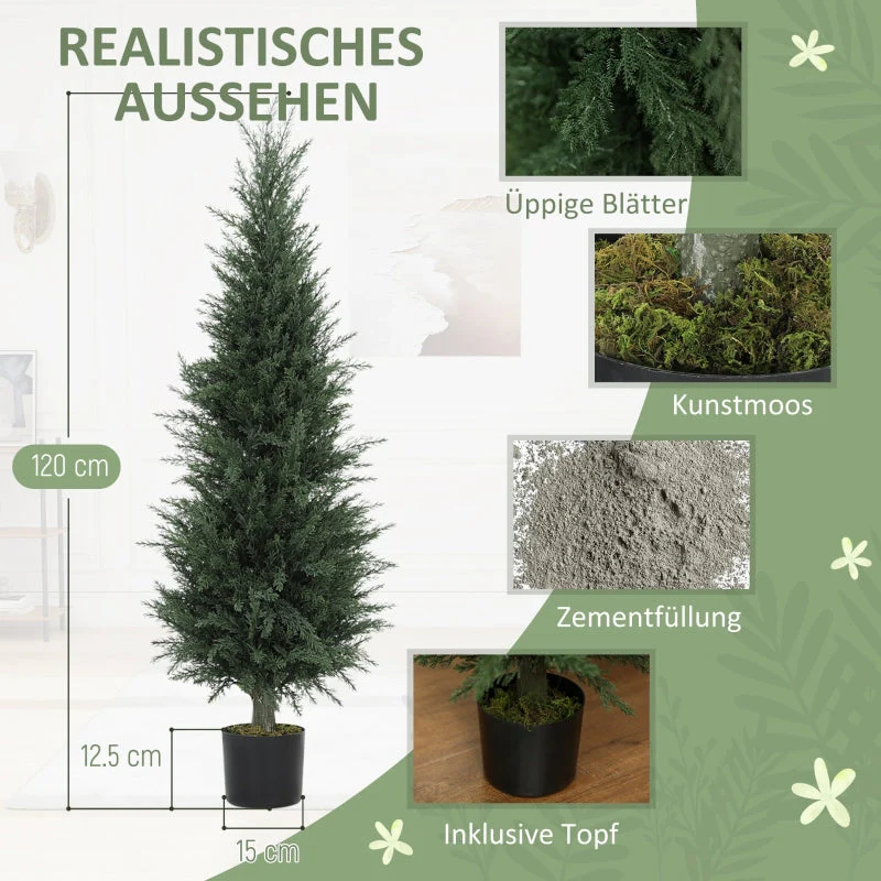 Artificial Cypress Plant, 120cm UV-resistant Tree, Green - Image 4