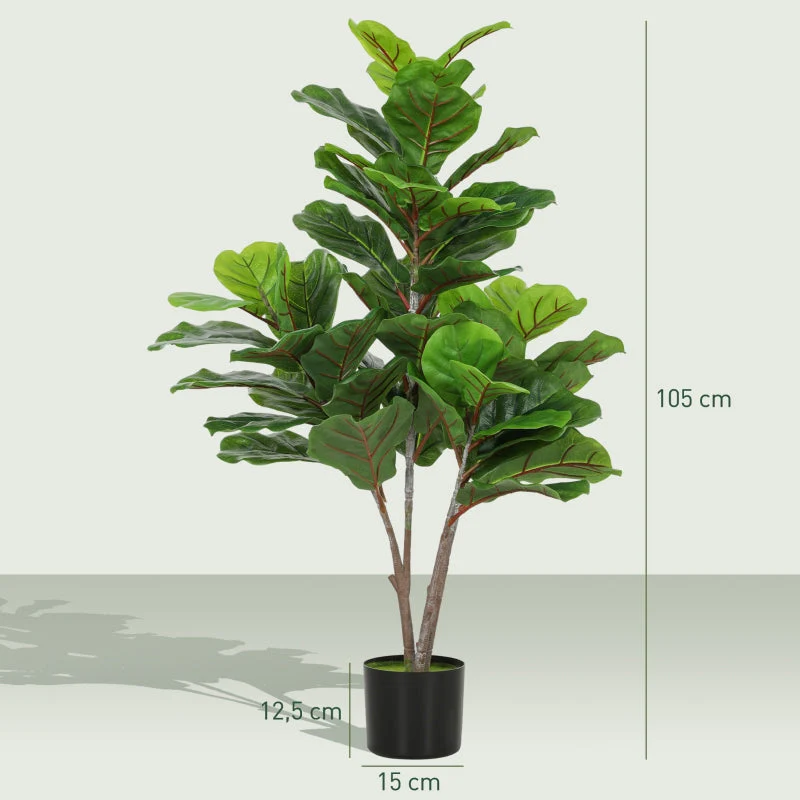 Artificial Fiddle Leaf Fig Tree 110cm, Plastic - Image 3