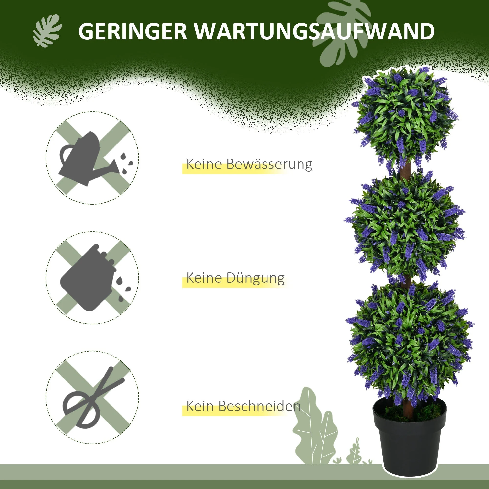 Artificial Lavender Trees, 2-Set, 110 cm, UV-Resistant, Plastic - Image 5