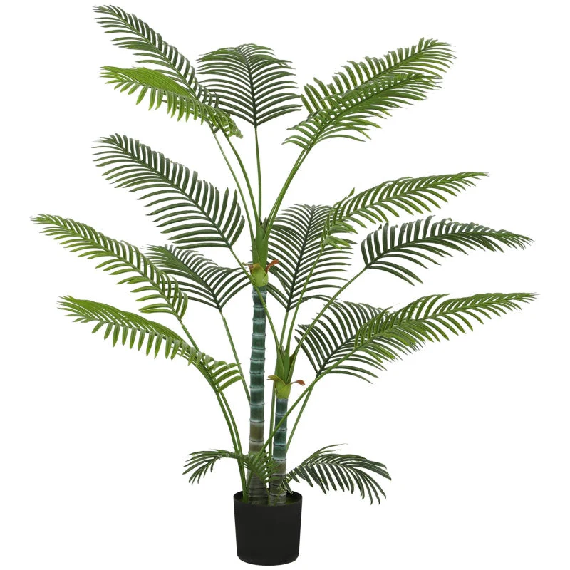 Artificial Palm Tree, 16 UV-Resistant Plastic Leaves with Pot, Green - Image 2