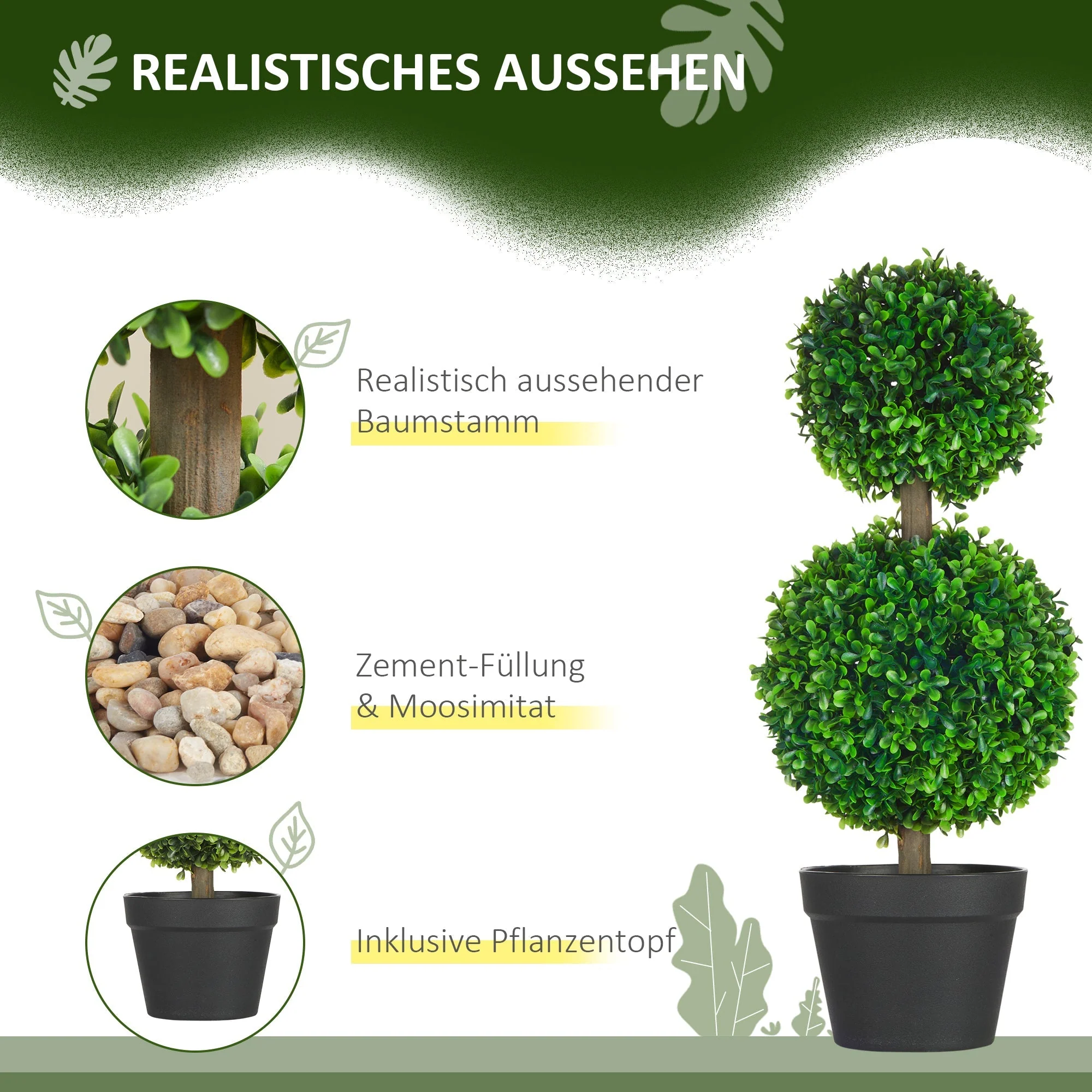 Artificial Plants Boxwood 60cm Double Ball UV-resistant Green - Image 4