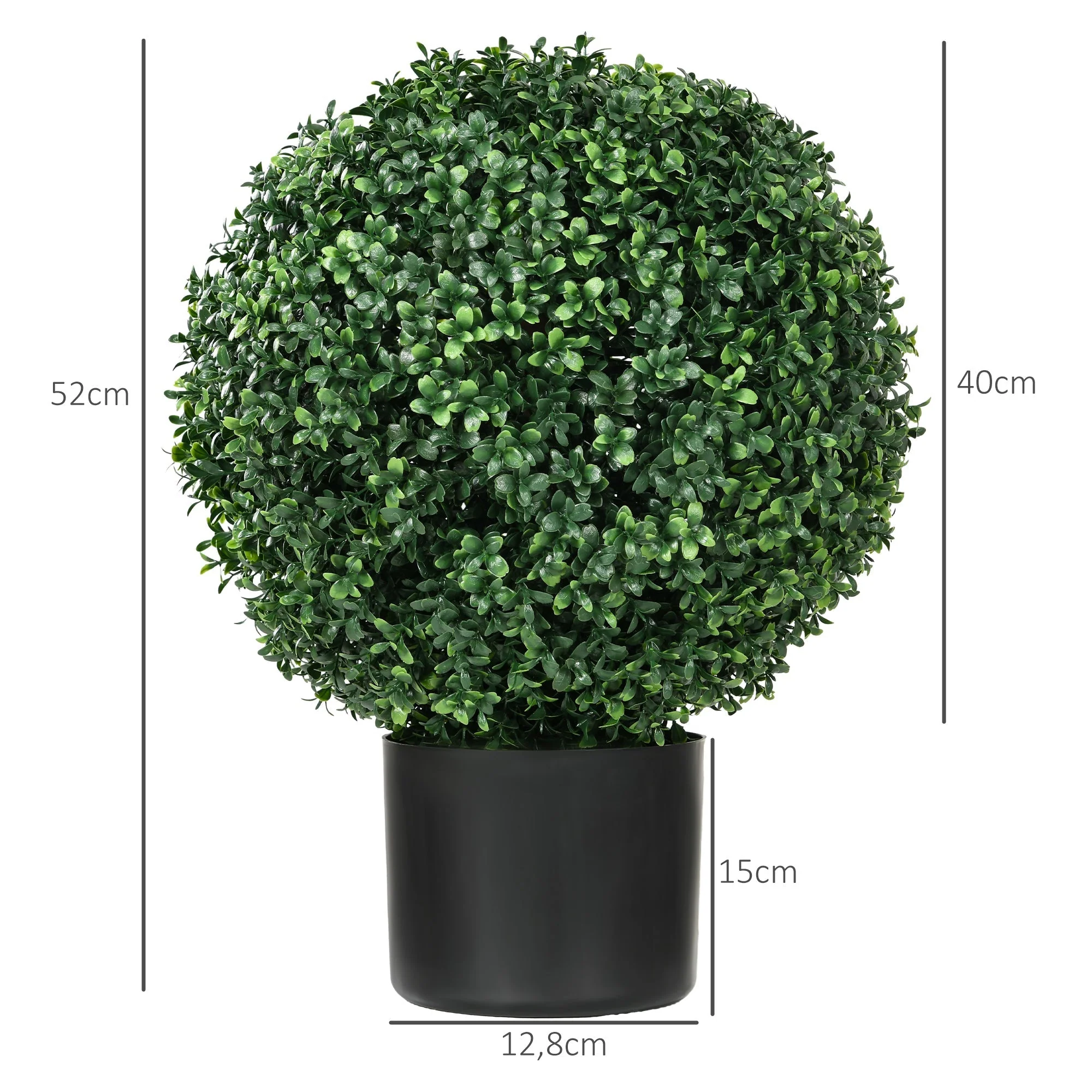 Artificial Plants, UV-resistant Boxwood, 52 cm, Green - Image 3