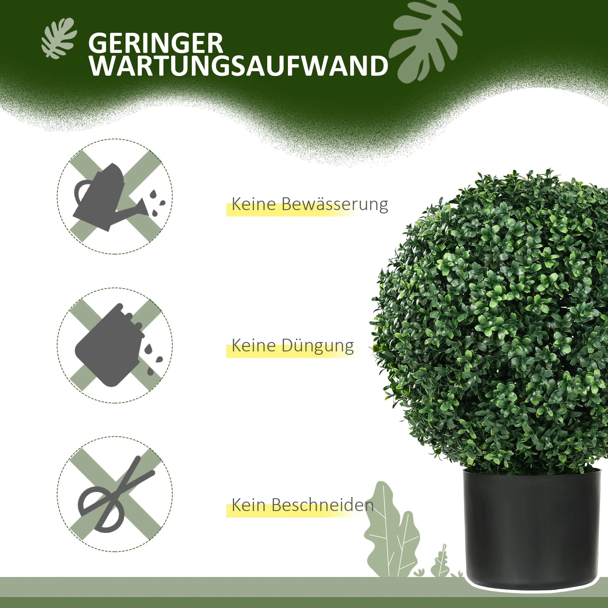 Artificial Plants, UV-resistant Boxwood, 52 cm, Green - Image 5