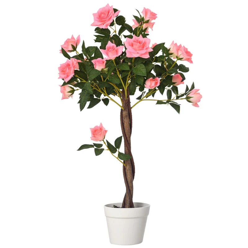 Artificial Rose Plant, Large 90 cm Tree in Pot, Plastic - Image 2