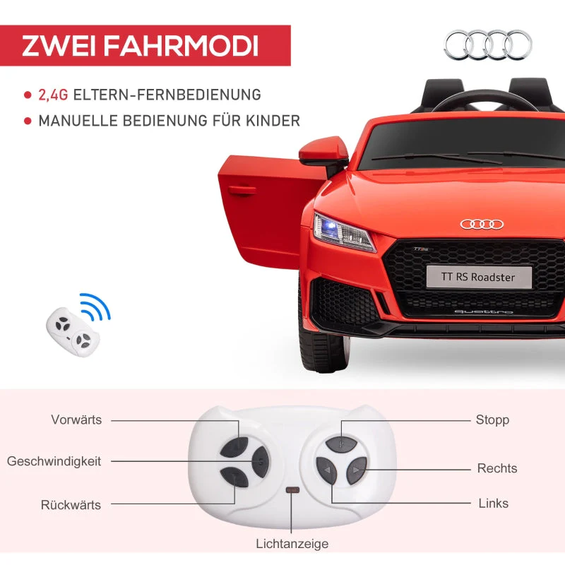 Audi Kids Electric Car 12V with Remote Control and LED Lights, Red - Image 5