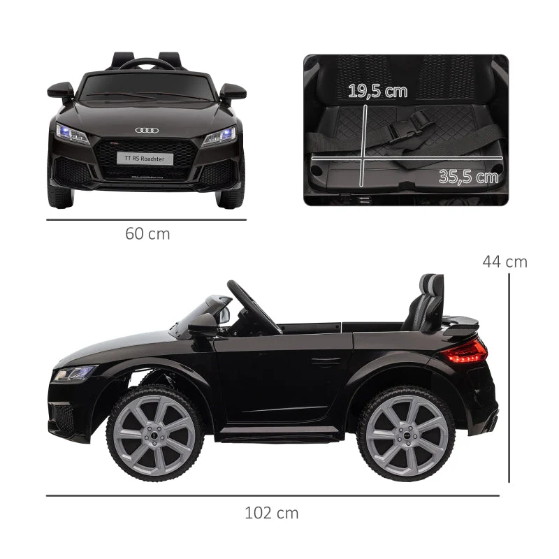 Audi Kids' Electric Car, 2.4G Remote Control, Music, Horn, LED, USB, Black - Image 3