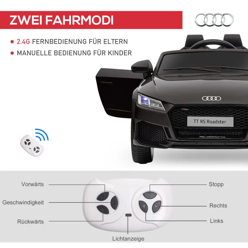 Audi Kids' Electric Car, 2.4G Remote Control, Music, Horn, LED, USB, Black - Image 5
