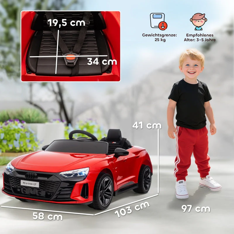 Audi Licensed Children's Electric Car with Remote Control and Safety Belt, Red and Black - Image 3