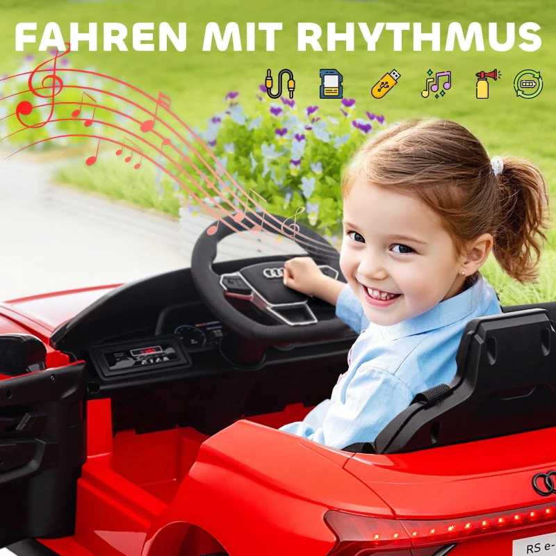Audi Licensed Children's Electric Car with Remote Control and Safety Belt, Red and Black - Image 8
