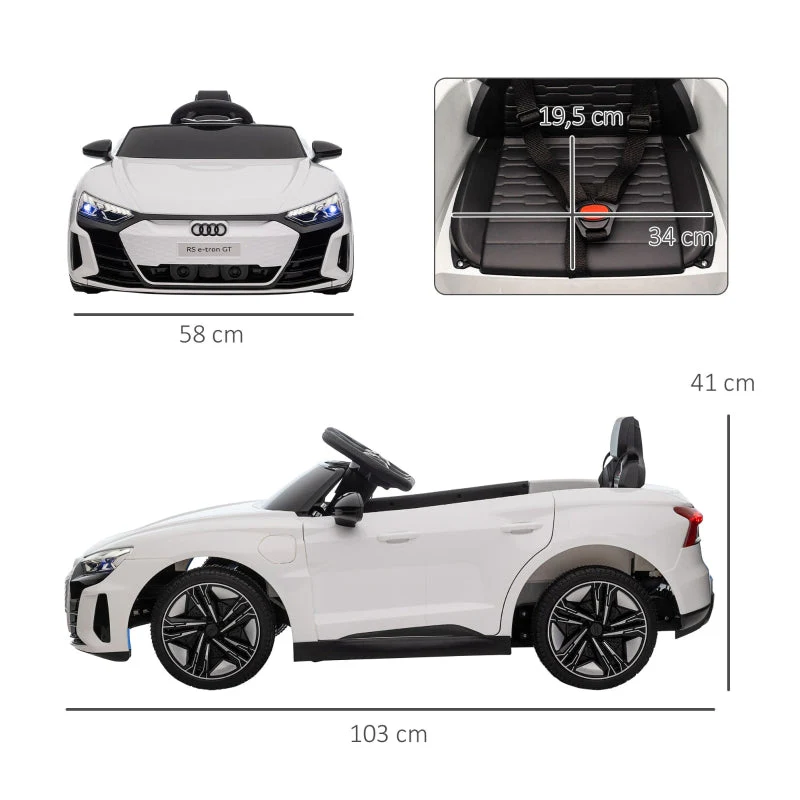 Audi RS e-tron GT Children's Electric Car with Remote Control and Music, White - Image 3