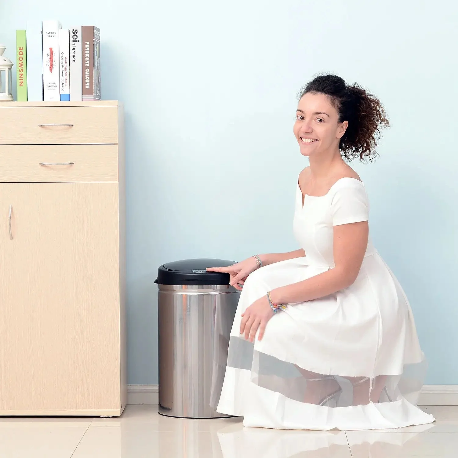 Automatic Sensor Trash Can/Bin, Round 30L IR Sensor, Stainless Steel - Image 5