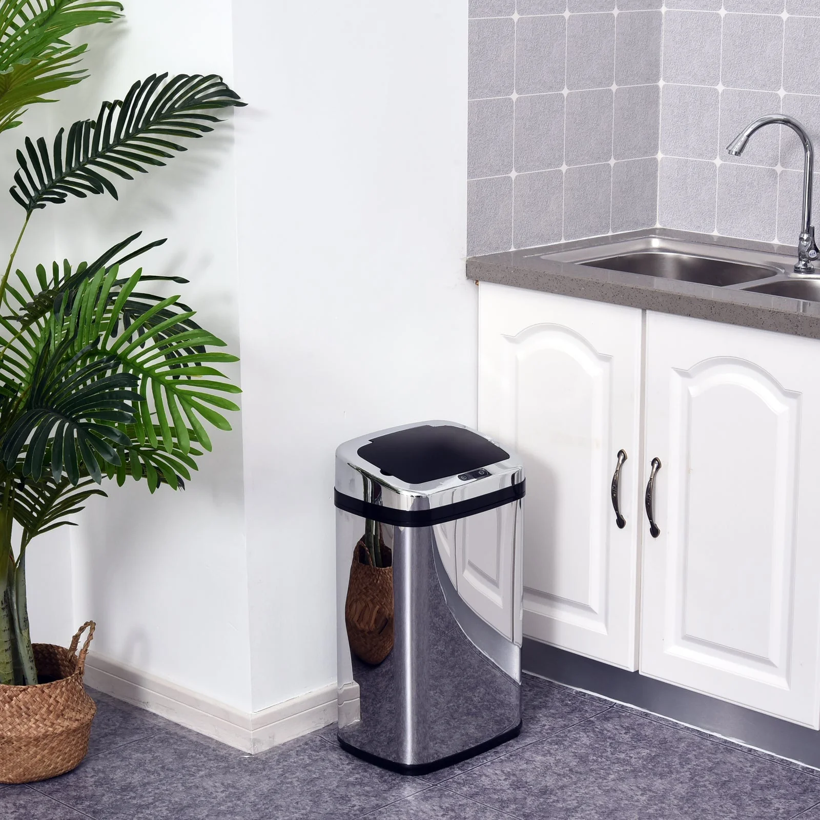 Automatic Sensor Waste Bin 30L IR Square Stainless Steel - Image 2