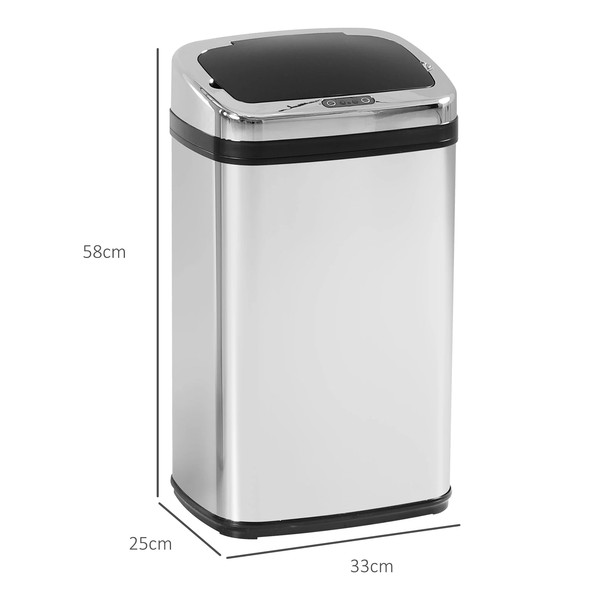 Automatic Sensor Waste Bin 30L IR Square Stainless Steel - Image 3