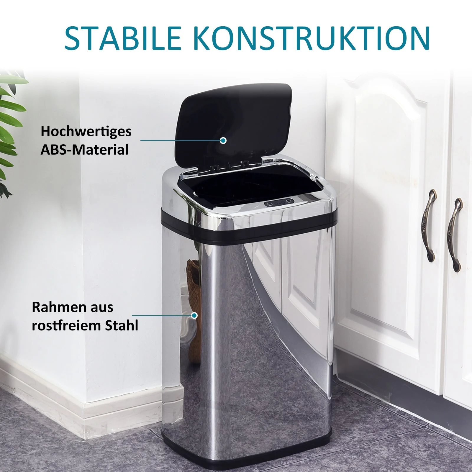 Automatic Sensor Waste Bin 30L IR Square Stainless Steel - Image 6