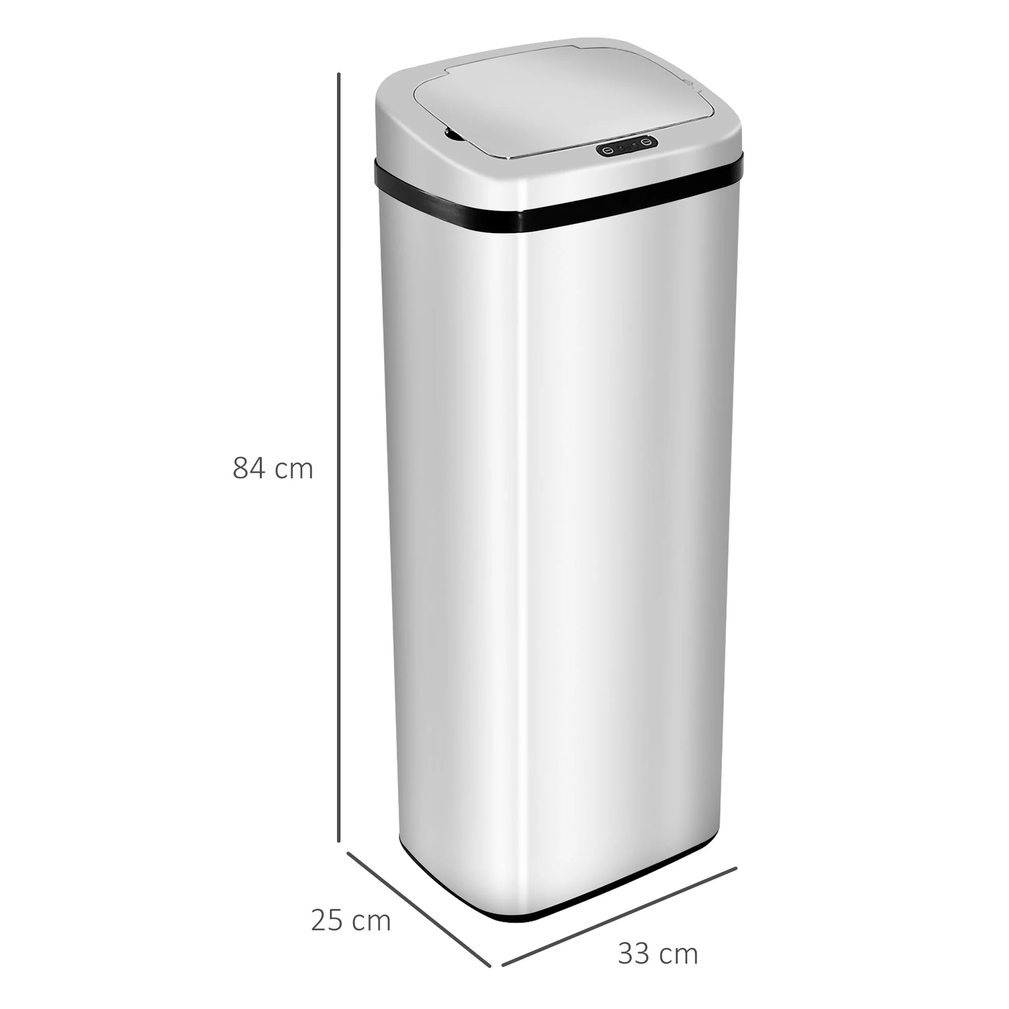 Automatic Trash Can with Sensor, Kitchen Waste Bin, Stainless Steel, Silver (50L) - Image 3