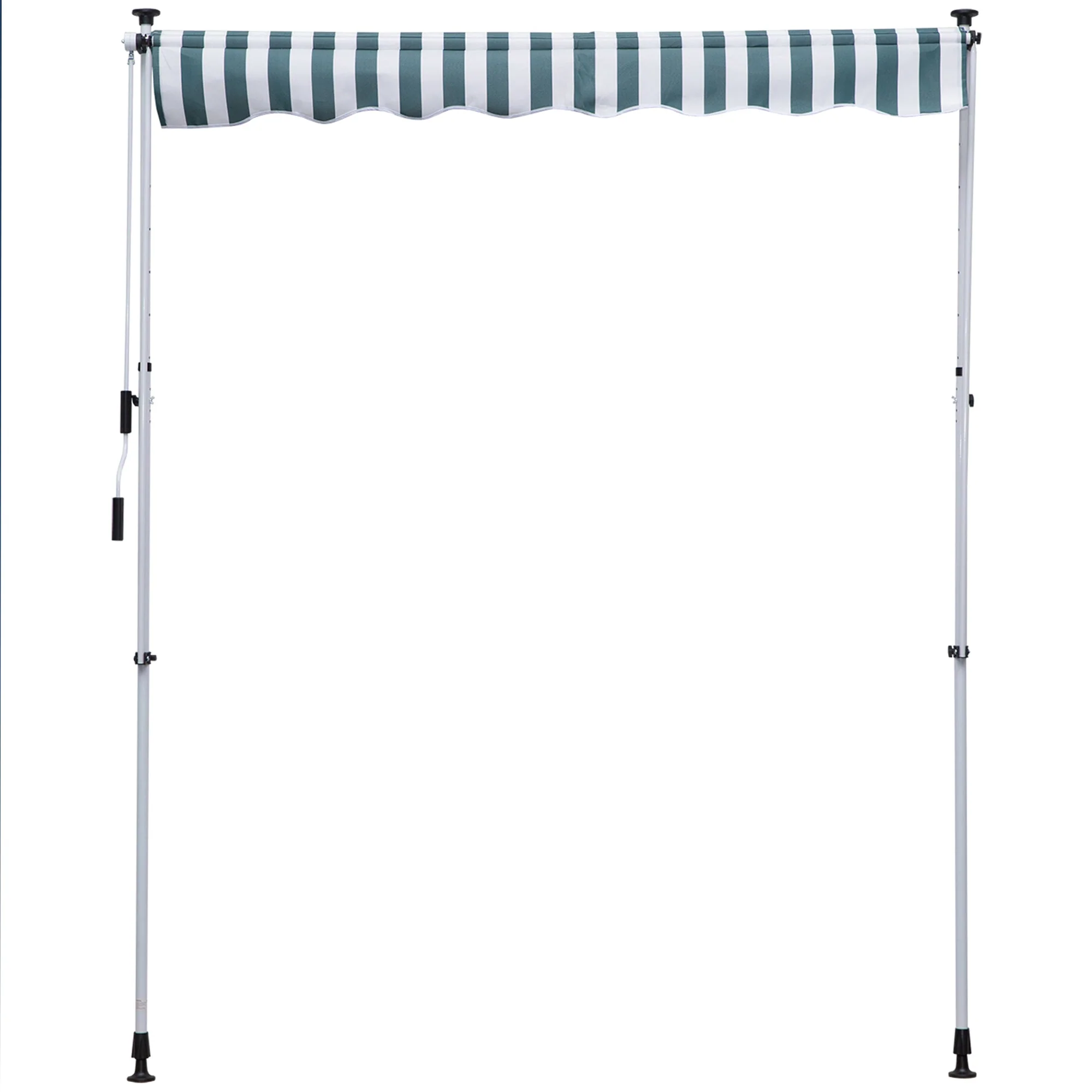 Awning, Articulated Arm Clamp Adjustable Sun Protection Folding Hand Crank, Aluminum Green and White - Image 8