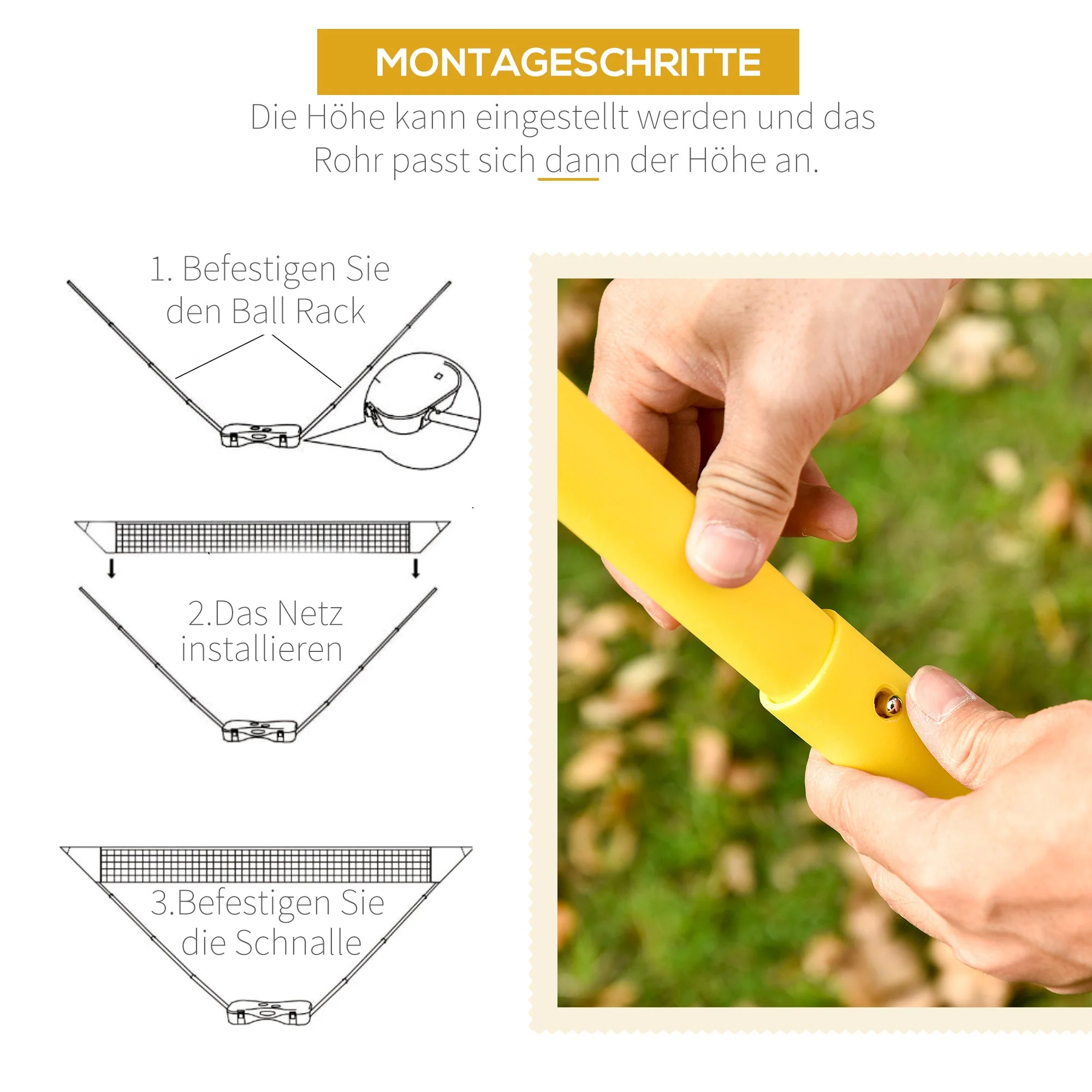Badminton Net with Stand, Portable for Badminton with 4 Rackets, Yellow and Blue - Image 4