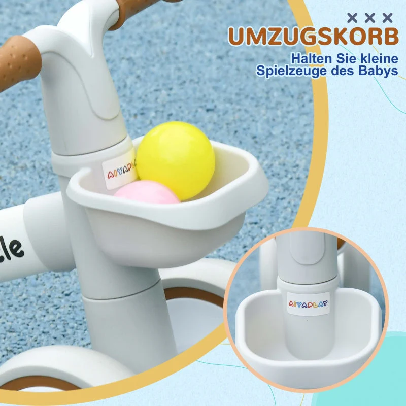 Balance Bike with Adjustable Seat and Whisper Wheels, Brown and White - Image 6